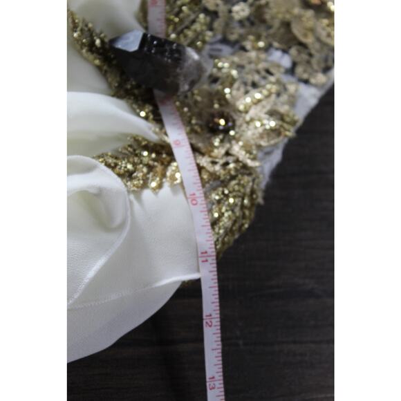 Custom Girls 14 Ice Skating costume gold glitter floral halter dance competition - Picture 7 of 16